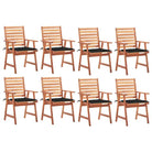 Massief acaciahout tuinstoelen met kussens en sets touwtjes voor buiten - Zwart / 8 - Tuinstoelen