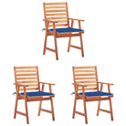 Massief acaciahout tuinstoelen met kussens en sets touwtjes voor buiten - koningsblauw / 3 - Tuinstoelen