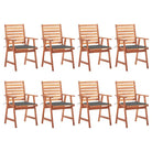 Massief acaciahout tuinstoelen met kussens en sets touwtjes voor buiten - Antraciet / 8 - Tuinstoelen