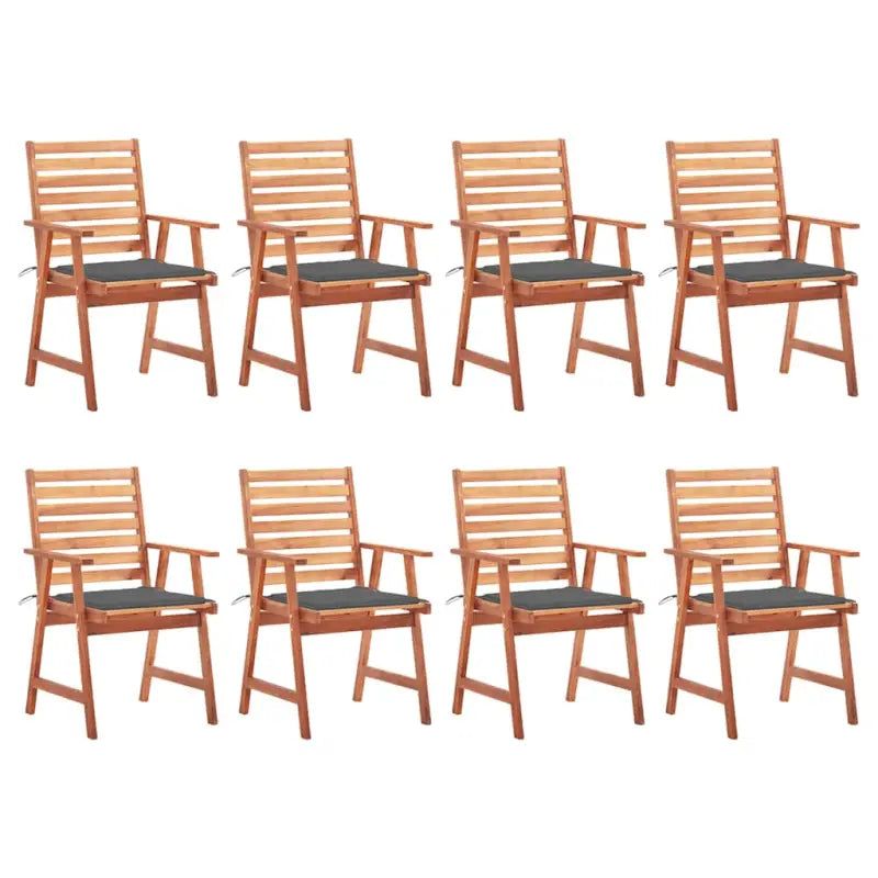 Massief acaciahout tuinstoelen met kussens en sets touwtjes voor buiten - Antraciet / 8 - Tuinstoelen