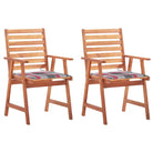 Massief acaciahout tuinstoelen met kussens en sets touwtjes voor buiten - Rood ruitpatroon / 2 - Tuinstoelen