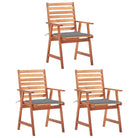 Massief acaciahout tuinstoelen met kussens en sets touwtjes voor buiten - Grijs / 3 - Tuinstoelen