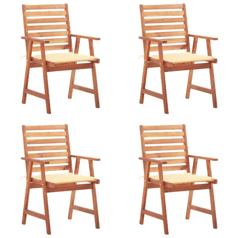 Massief acaciahout tuinstoelen met kussens en sets touwtjes voor buiten - Crème / 4 - Tuinstoelen
