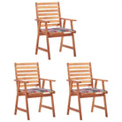 Massief acaciahout tuinstoelen met kussens en sets touwtjes voor buiten - Rood ruitpatroon / 3 - Tuinstoelen