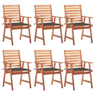 Massief acaciahout tuinstoelen met kussens en sets touwtjes voor buiten - Taupe / 6 - Tuinstoelen