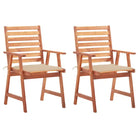 Massief acaciahout tuinstoelen met kussens en sets touwtjes voor buiten - Beige / 2 - Tuinstoelen