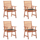 Massief acaciahout tuinstoelen met kussens en sets touwtjes voor buiten - Taupe / 4 - Tuinstoelen