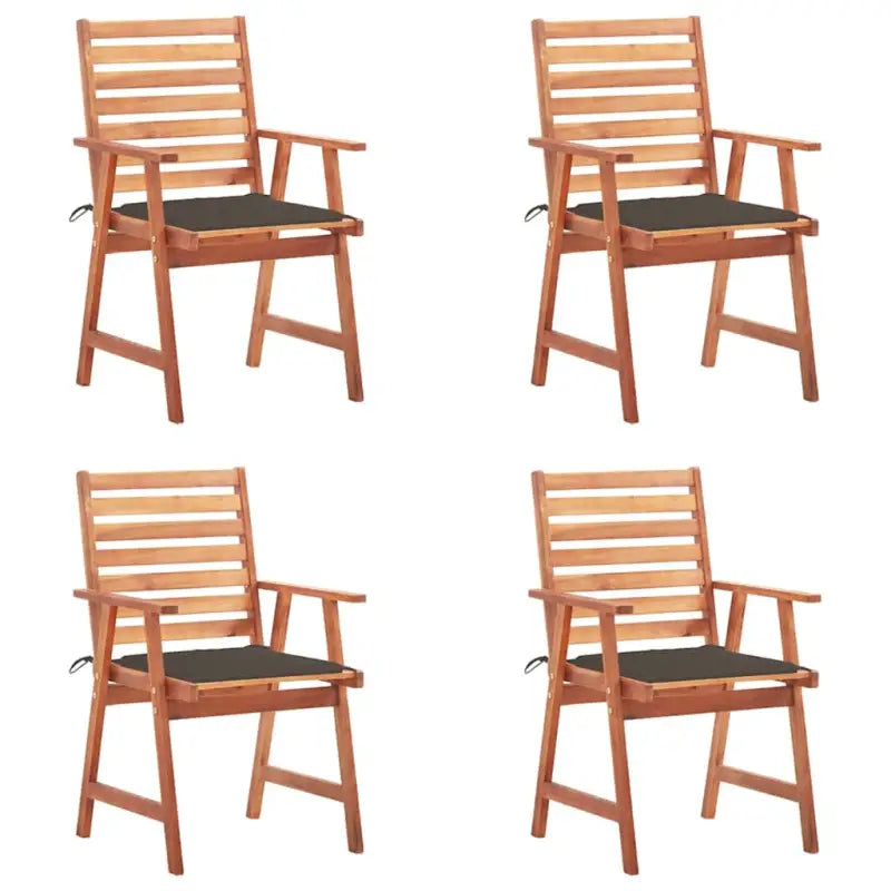 Massief acaciahout tuinstoelen met kussens en sets touwtjes voor buiten - Taupe / 4 - Tuinstoelen