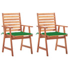 Massief acaciahout tuinstoelen met kussens en sets touwtjes voor buiten - Groen / 2 - Tuinstoelen