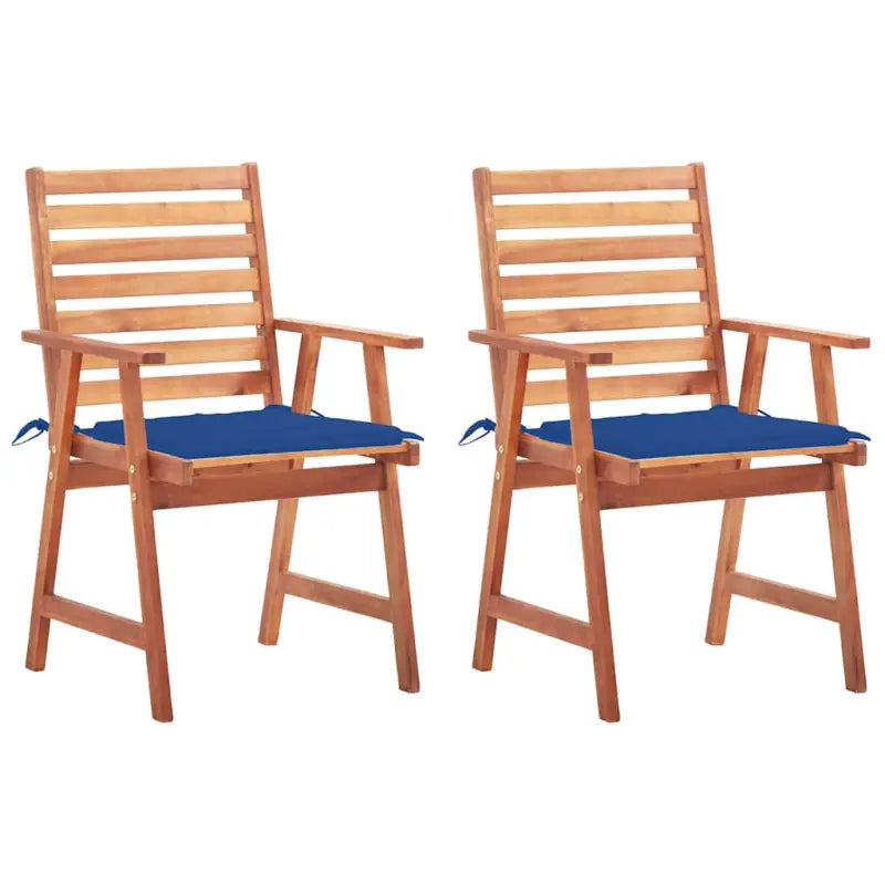 Massief acaciahout tuinstoelen met kussens en sets touwtjes voor buiten - koningsblauw / 2 - Tuinstoelen