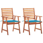 Massief acaciahout tuinstoelen met kussens en sets touwtjes voor buiten - Blauw / 2 - Tuinstoelen