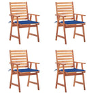Massief acaciahout tuinstoelen met kussens en sets touwtjes voor buiten - koningsblauw / 4 - Tuinstoelen