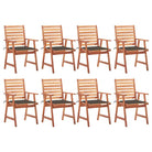 Massief acaciahout tuinstoelen met kussens en sets touwtjes voor buiten - Taupe / 8 - Tuinstoelen
