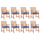 Massief acaciahout tuinstoelen met kussens en sets touwtjes voor buiten - koningsblauw / 8 - Tuinstoelen