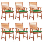 Massief acaciahout tuinstoelen met kussens en sets touwtjes voor buiten - Groen / 6 - Tuinstoelen
