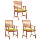 Massief acaciahout tuinstoelen met kussens en sets touwtjes voor buiten - Heldergroen / 3 - Tuinstoelen