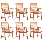Massief acaciahout tuinstoelen met kussens en sets touwtjes voor buiten - Beige / 6 - Tuinstoelen