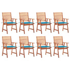 Massief acaciahout tuinstoelen met kussens en sets touwtjes voor buiten - Blauw / 8 - Tuinstoelen