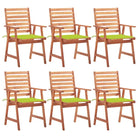Massief acaciahout tuinstoelen met kussens en sets touwtjes voor buiten - Heldergroen / 6 - Tuinstoelen