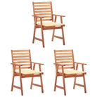 Massief acaciahout tuinstoelen met kussens en sets touwtjes voor buiten - Crème / 3 - Tuinstoelen