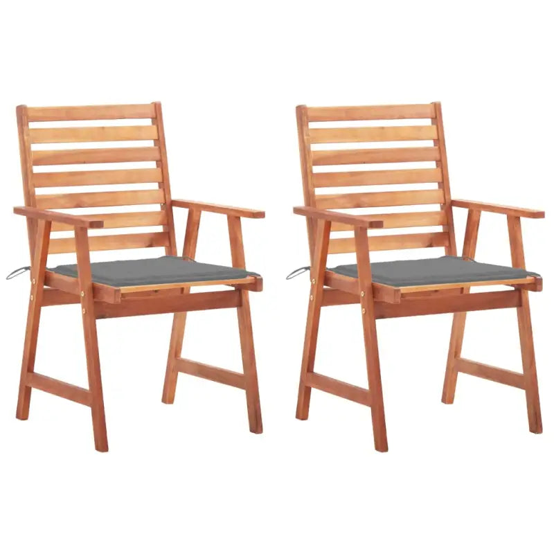 Massief acaciahout tuinstoelen met kussens en sets touwtjes voor buiten - Grijs / 2 - Tuinstoelen