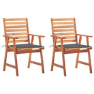 Massief acaciahout tuinstoelen met kussens en sets touwtjes voor buiten - Antraciet / 2 - Tuinstoelen