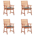 Massief acaciahout tuinstoelen met kussens en sets touwtjes voor buiten - Antraciet / 4 - Tuinstoelen