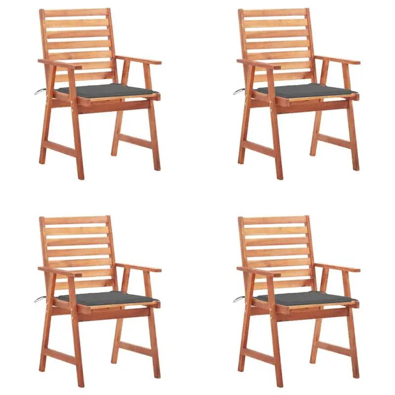 Massief acaciahout tuinstoelen met kussens en sets touwtjes voor buiten - Antraciet / 4 - Tuinstoelen