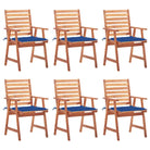 Massief acaciahout tuinstoelen met kussens en sets touwtjes voor buiten - koningsblauw / 6 - Tuinstoelen