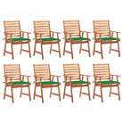 Massief acaciahout tuinstoelen met kussens en sets touwtjes voor buiten - Groen / 8 - Tuinstoelen