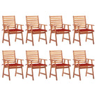 Massief acaciahout tuinstoelen met kussens en sets touwtjes voor buiten - Rood / 8 - Tuinstoelen