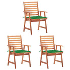 Massief acaciahout tuinstoelen met kussens en sets touwtjes voor buiten - Groen / 3 - Tuinstoelen