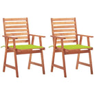 Massief acaciahout tuinstoelen met kussens en sets touwtjes voor buiten - Heldergroen / 2 - Tuinstoelen