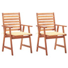 Massief acaciahout tuinstoelen met kussens en sets touwtjes voor buiten - Crème / 2 - Tuinstoelen