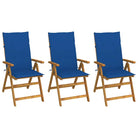 Massief acaciahout tuinstoelen met kussens en sets touwtjes levering bevat - koningsblauw / 120 x 50 x 3 cm / 3