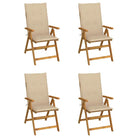 Massief acaciahout tuinstoelen met kussens en sets touwtjes levering bevat - Beige / 120 x 50 x 3 cm / 4 - Tuinstoelen