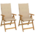 Massief acaciahout tuinstoelen met kussens en sets touwtjes levering bevat - Beige / 120 x 50 x 3 cm / 2 - Tuinstoelen