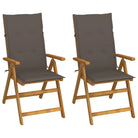 Massief acaciahout tuinstoelen met kussens en sets touwtjes levering bevat - Taupe / 120 x 50 x 3 cm / 2 - Tuinstoelen
