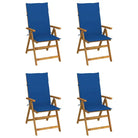 Massief acaciahout tuinstoelen met kussens en sets touwtjes levering bevat - koningsblauw / 120 x 50 x 3 cm / 4