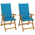 Massief acaciahout tuinstoelen met kussens en sets touwtjes levering bevat - Blauw / 120 x 50 x 3 cm / 2 - Tuinstoelen