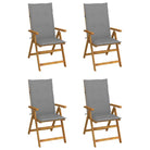Massief acaciahout tuinstoelen met kussens en sets touwtjes levering bevat - Grijs / 120 x 50 x 3 cm / 4 - Tuinstoelen