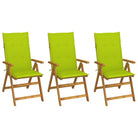 Massief acaciahout tuinstoelen met kussens en sets touwtjes levering bevat - Heldergroen / 120 x 50 x 3 cm / 3