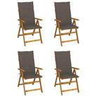 Massief acaciahout tuinstoelen met kussens en sets touwtjes levering bevat - Taupe / 120 x 50 x 3 cm / 4 - Tuinstoelen