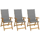 Massief acaciahout tuinstoelen met kussens en sets touwtjes levering bevat - Grijs / 120 x 50 x 3 cm / 3 - Tuinstoelen