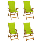 Massief acaciahout tuinstoelen met kussens en sets touwtjes levering bevat - Heldergroen / 120 x 50 x 3 cm / 4