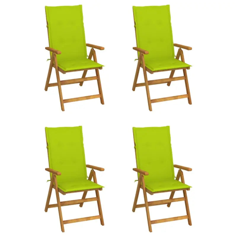 Massief acaciahout tuinstoelen met kussens en sets touwtjes levering bevat - Heldergroen / 120 x 50 x 3 cm / 4