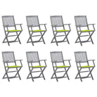 Massief acaciahout tuinstoelen met kussens voor tuin en terras - Heldergroen / 8 - Tuinstoelen