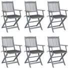 Massief acaciahout tuinstoelen met kussens voor tuin en terras - Antraciet / 6 - Tuinstoelen
