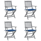 Massief acaciahout tuinstoelen met kussens voor tuin en terras - koningsblauw / 4 - Tuinstoelen