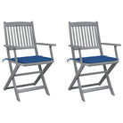 Massief acaciahout tuinstoelen met kussens voor tuin en terras - koningsblauw / 2 - Tuinstoelen